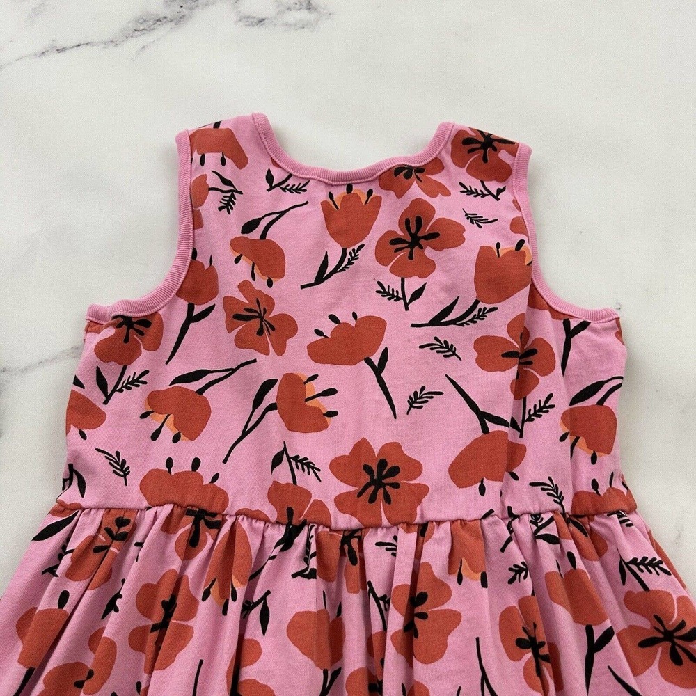 Hanna Andersson Girls Fit and Flare Dress Size 140 10 Pink Orange Floral Cotton - Picture 7 of 8